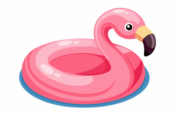 Beautiful flamingo inflatable pool ring vector art illustration