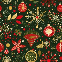 Festive Christmas Pattern with Holiday Motifs