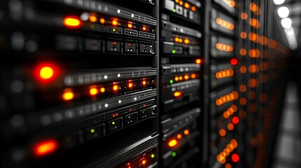 Illuminated Server Racks In A Modern Data Center