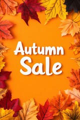 Fall season sale advertisement promotion poster template design.