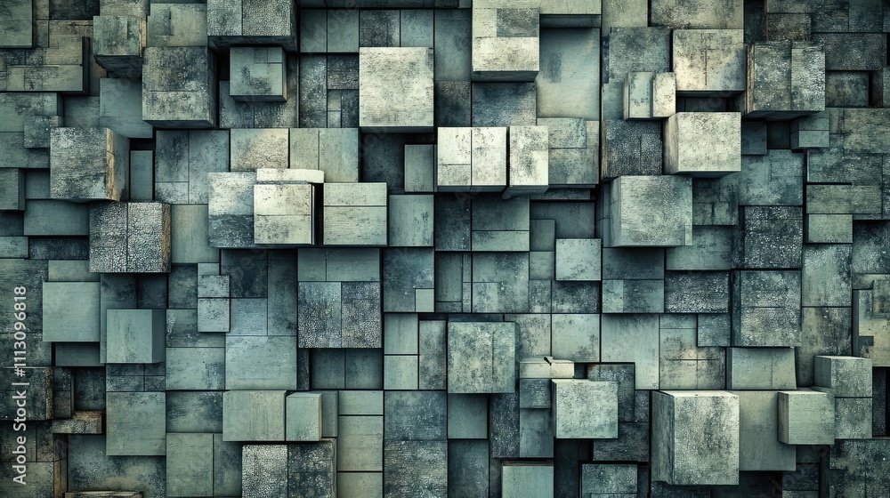 Poster abstract gray cube background with textured surfaces and patterns