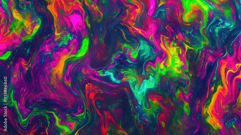 Poster vibrant abstract swirls of color with dynamic fluid patterns