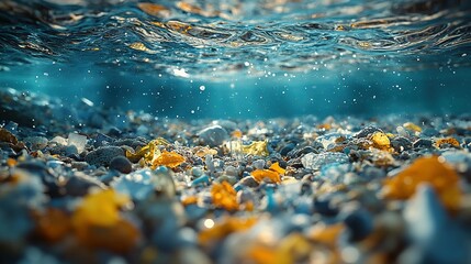 Underwater Scene Showing Colorful Pebbles and Water