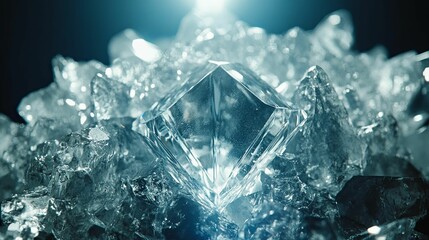 Obraz premium A Diamond Embedded Within Ice Crystals