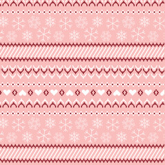 Snowflakes and hearts with winter motif pattern