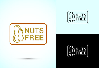 Peanuts free icon, No nuts label. Allergen free logo illustration