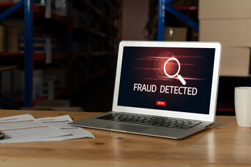 Cyber security software show alert of cyber attack for protection snugly. Danger from virus, phishing and cyber fraud.