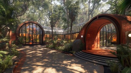 A smart greenhouse with climate-controlled systems symbolizes advanced technology aiding in efficient crop production throughout the year.