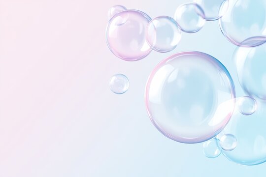 Translucent floating bubbles on pastel gradient background