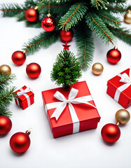 A whimsical and magical Christmas scene with a minimalist aesthetic, perfect for greeting cards, invitations,