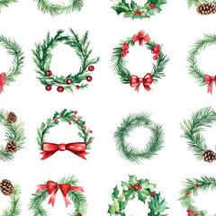 Festive Whimsical Watercolor Wreath Collection