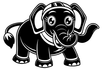 Baby elephant with headphones vector art illustration