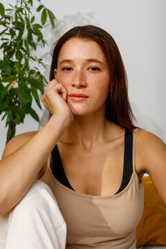 Young woman with freckles 