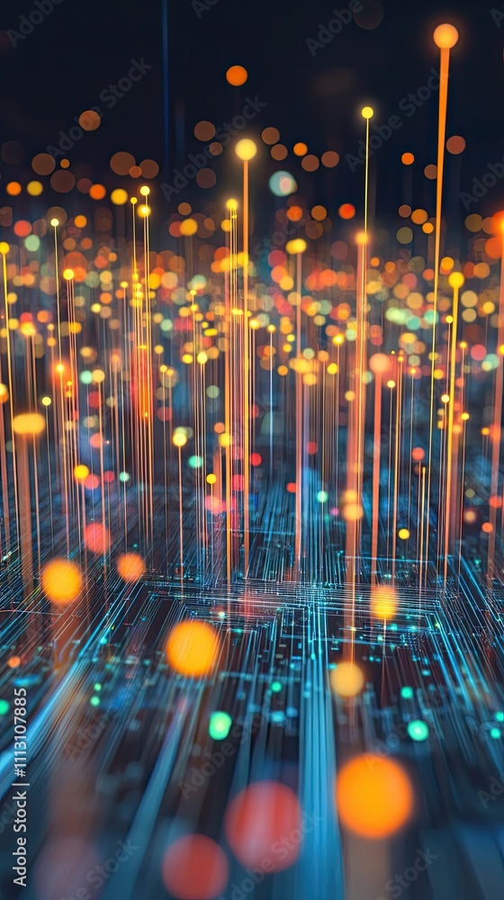 Poster abstract digital network data flow visualization