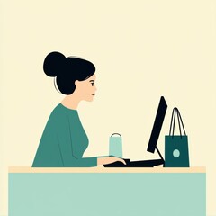 Shopper doing online shopping with a computer. Online shopping concept.