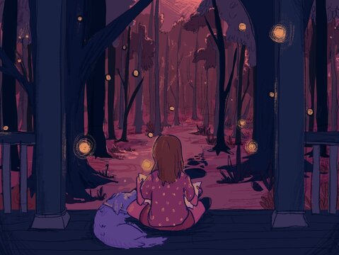 Naklejki Starry Bedtime in the Woods