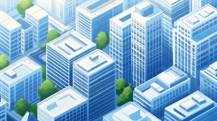 Fototapeta premium Aerial View of High Rise Office Buildings with Greenery