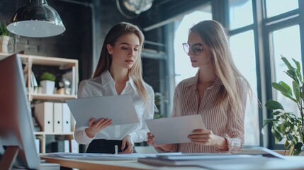 Female Coworkers Planning Marketing Project in Office