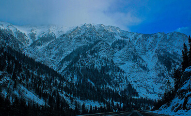 Snow-Covered Colorado Mountains on Scenic Highway to Vail