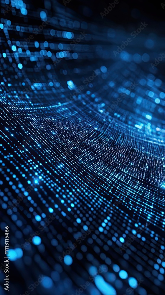 Poster abstract blue digital data flow network