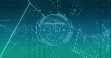 Image of biometric security scanner over networks and processing data