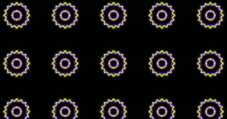 Image of colourful shapes moving on black background