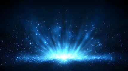 Obraz premium Bright Blue Light Rays and Sparkling Dust