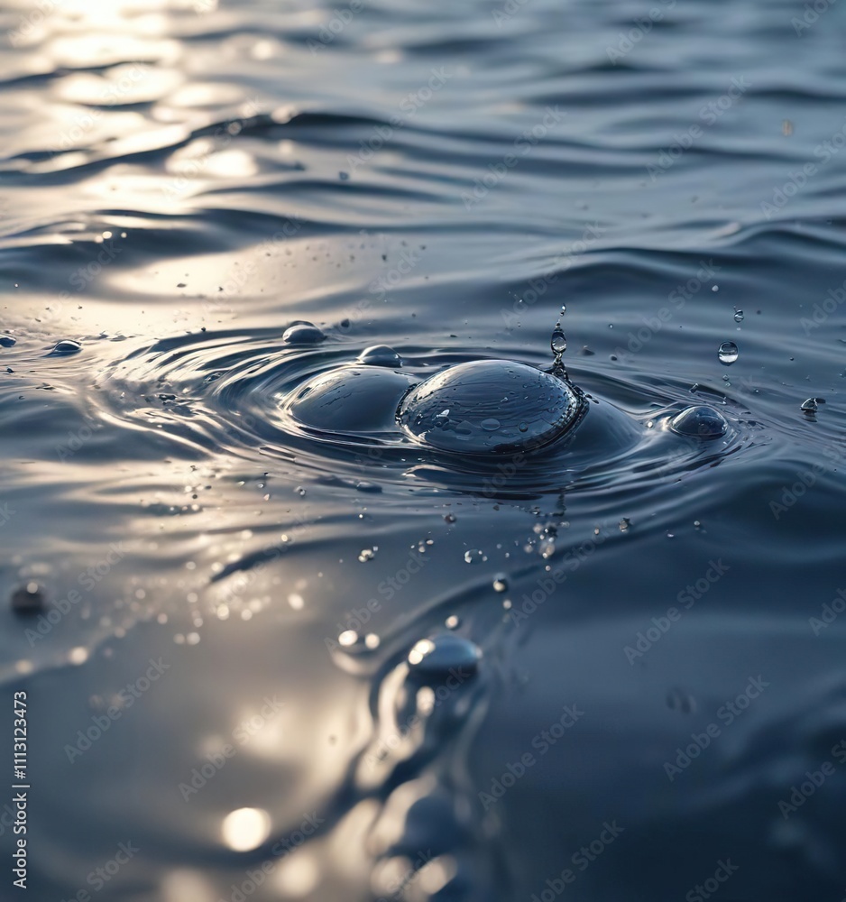 Wall mural serene and peaceful background created by oil drops on a wavy water surface, reflection, water, background