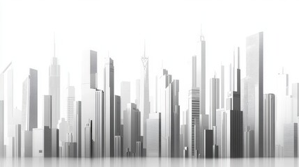 Fototapeta premium Modern City Skyline Architectural Design Rendering