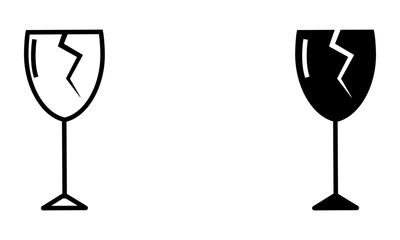 Broken glass, illustration of fragile sign icon vector