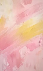 Abstract background of brush strokes in soft pink and lemon hues on a canvas with subtle texture, emotive tone, creative interpretation , brush strokes
