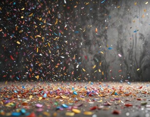 Obraz premium Confetti falling gently on a textured abstract background , peaceful surroundings, soothing atmosphere