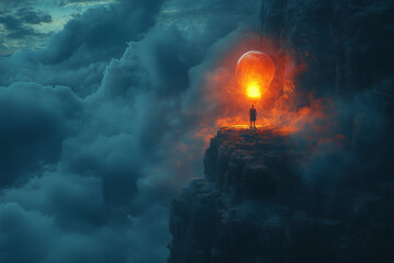 Illuminated Solitude: A Journey into the Abyss"