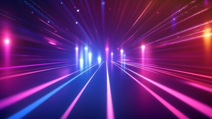 Colorful light beams create a dynamic abstract scene.