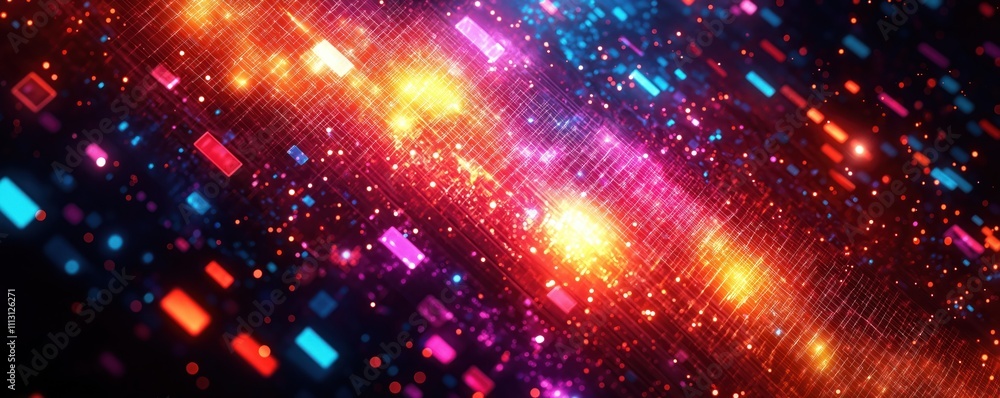 Aufkleber dynamic digital network tech illustration shows glowing lines, shapes. colorful abstract tech backgr