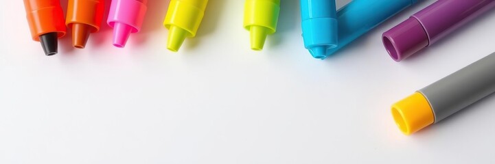 Colorful Highlighter Set on White Background, art supplies, productivity tools, highlighters