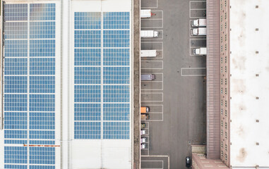 Large Scale Rooftop Solar Array with Parking Urban Renewable Ene