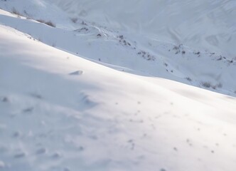 Gentle slope of a snow-covered hill with soft focus and subtle shadows, landscape, snow, shadow