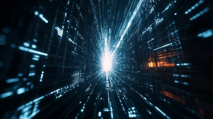 Obraz premium Futuristic data stream with glowing elements