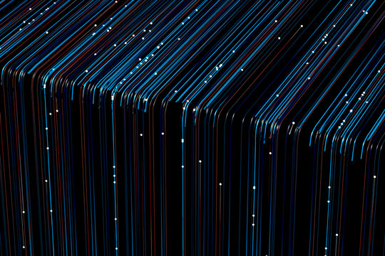 Abstract technology background showcasing steps of lines and particles