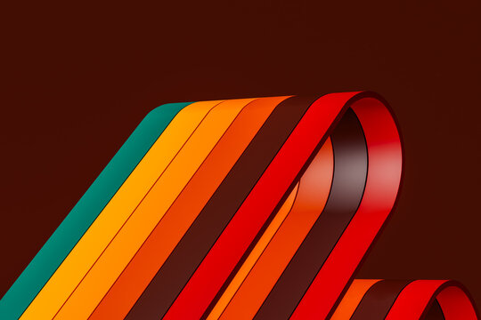 Abstract composition of colorful lines in dynamic shapes and curves