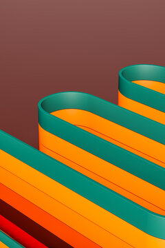Abstract composition of colorful lines in dynamic shapes and curves