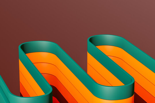 Abstract composition of colorful lines in dynamic shapes and curves
