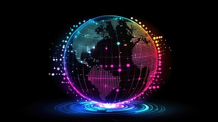 Holographic Globe Design Representing Global Trade and Market Strategies Ideal for commercial, advertising, or design purposes in finance and entrepreneurship