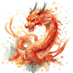 vibrant dragon with fiery colors and dynamic movement, showcasing intricate details and sense of power. This artwork captures essence of strength and tradition.