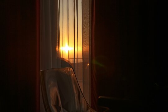 Tranquil room bathed in sunset glow