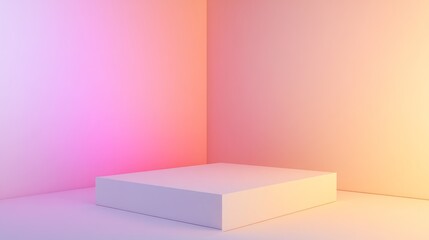 Minimalist display platform with soft lighting.