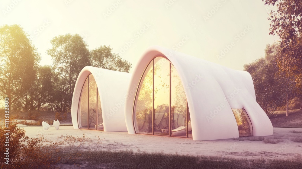 Poster modern architecture with unique curved design