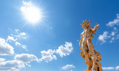 Fototapeta premium A golden statue under a bright sky, symbolizing strength and beauty.