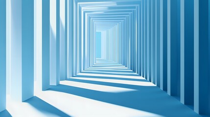 Abstract Blue Corridor Light And Shadow Design